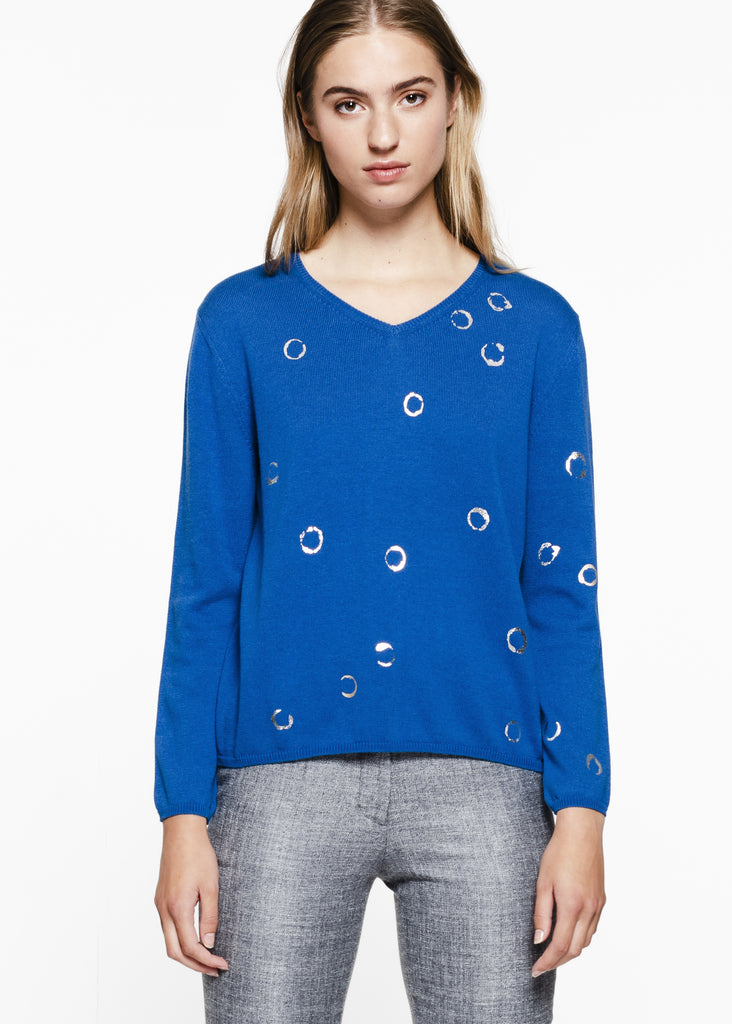 Super fine Cashmere & Cotton sweater Nasro Riri Sapphire Blue