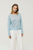 Super Fine Linen Sweater Lali Swipe Ice Blue